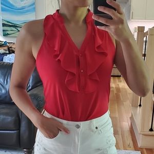 Vintage Ruffle blouse red, Small/Medium
